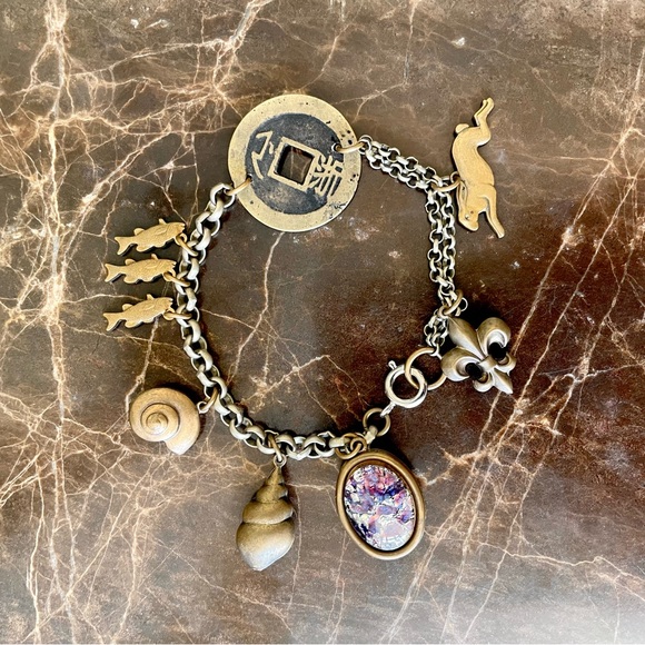 Charm Bracelet Bronze Gold Color San Francisco Purple Gemstone Custom Made - Picture 4 of 5